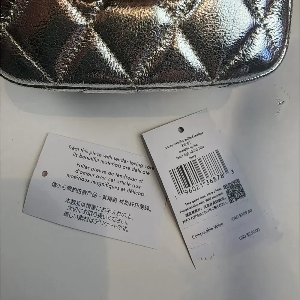 Kate Spade New Silver Crossbody Bag Lunar Light  Micro Purse Concerts Bag‎